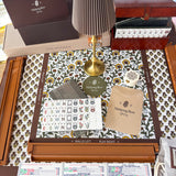Chestnut Leather Storage Box in brown premium leather with a square design for Mahjong tiles and everyday essentials