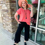 {FINAL SALE} Boho Charm Frayed Hem Pants in Black