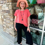 {FINAL SALE} Boho Charm Frayed Hem Pants in Black