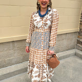 Autumn Tides Tiered Shirt Dress