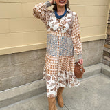 Autumn Tides Tiered Shirt Dress