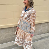 Autumn Tides Tiered Shirt Dress