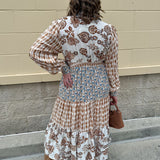 Autumn Tides Tiered Shirt Dress