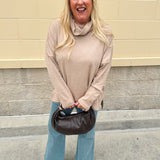 Autumn Ease Mock Turtleneck Top in Taupe
