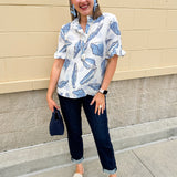 Seashell Season Ruffle Collar Top
