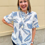 Seashell Season Ruffle Collar Top