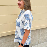 Seashell Season Ruffle Collar Top