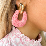 Raffia Drop Earrings - Pink