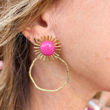 [Taylor Shaye] Colorful Sunburst Hot Pink Hoops