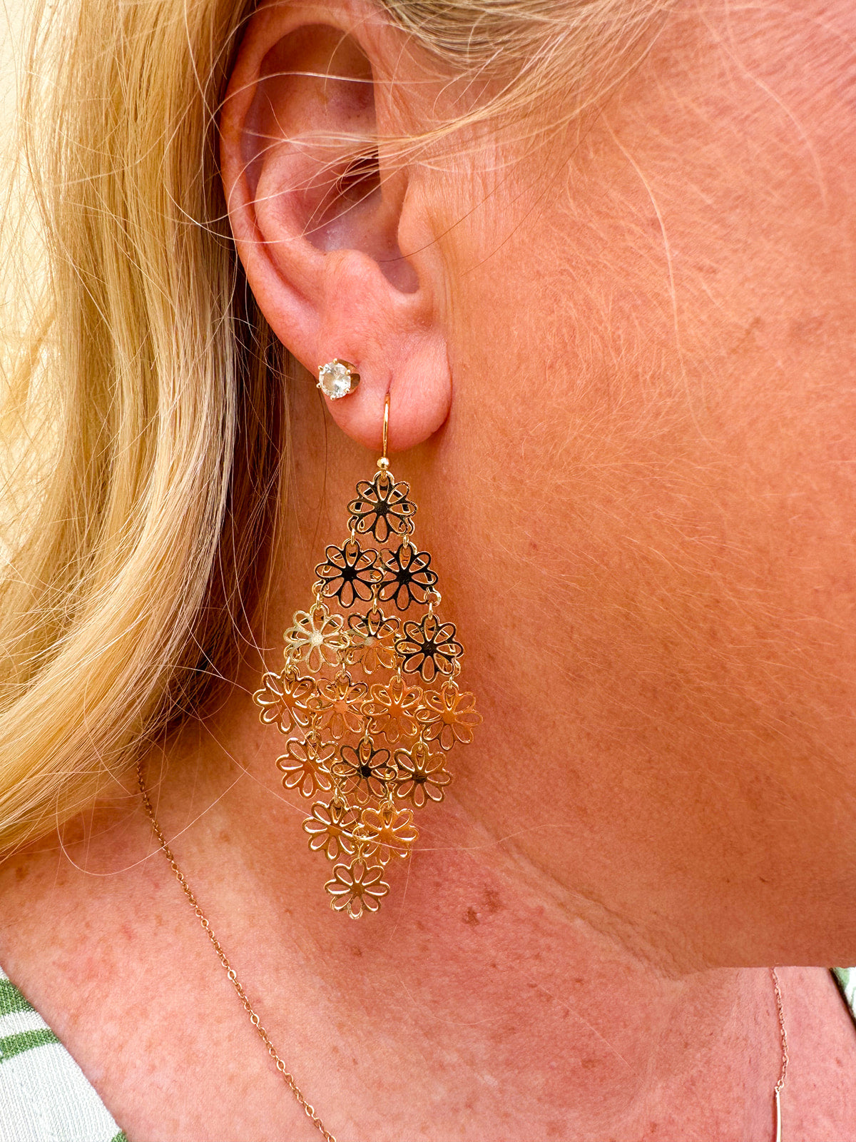 Gold Flower Filigree Earrings