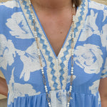 Water Resistant Pearl Beaded and Open Oval Chain Necklace