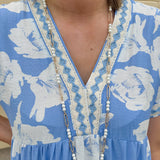Water Resistant Pearl Beaded and Open Oval Chain Necklace
