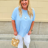 Happy Hour Dolman Sleeve Top in Sky Blue
