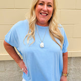 Happy Hour Dolman Sleeve Top in Sky Blue