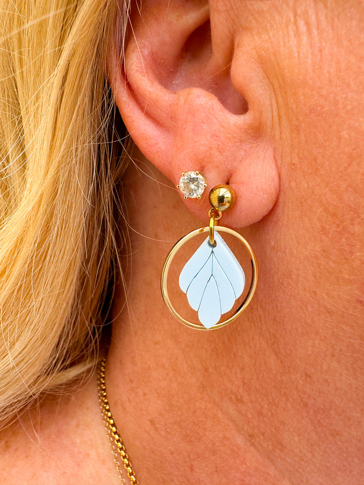 Small Dangle Drop Earrings Blue