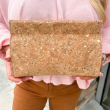 BC Bags Gold Cork Clutch-Large
