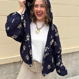 Midnight Flowers Long Sleeve Jacket Top