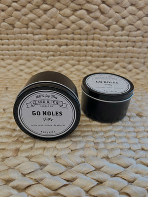 Go Noles Soy Wax Tin Candle | Front View