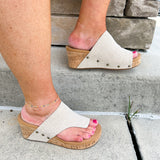 Flirty Gold Shimmer Wedge Sandal | Side View