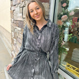 Champagne Nights Pleated Dress | Front View