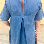 Denim style mini dress, perfect for your next outing.