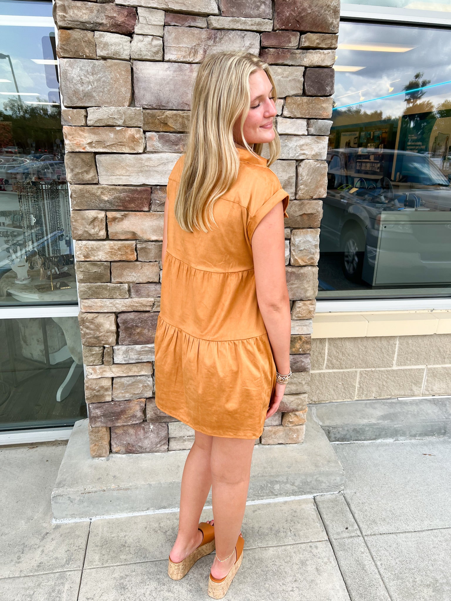 Creating Happiness Button Down Dress | Back View