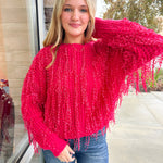 Rare Dream Fringe Sweater-Pink | Front View