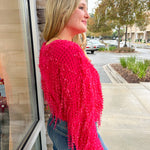 Rare Dream Fringe Sweater-Pink | Side View