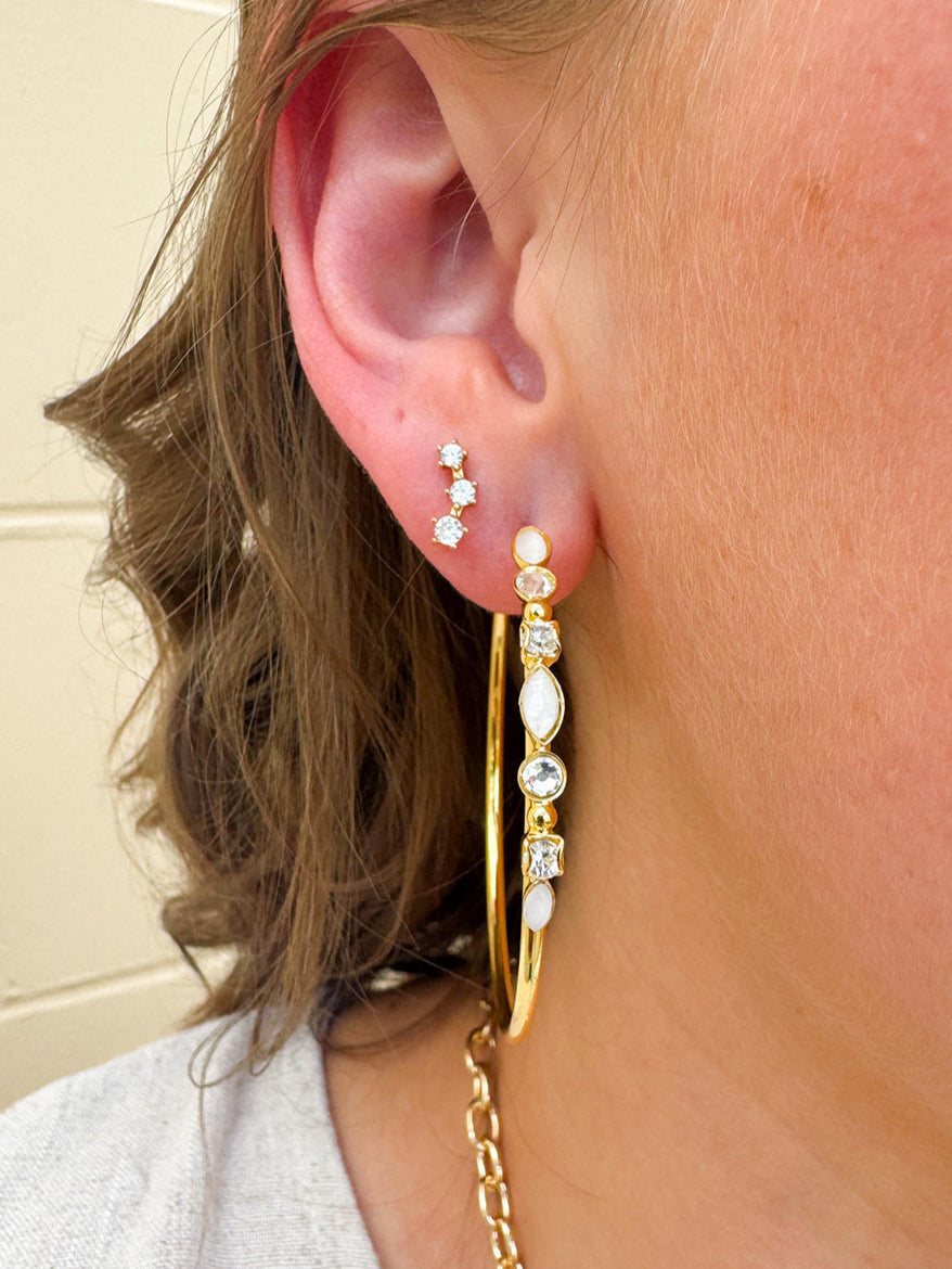 [Sorrelli] Circlette Hoop Earrings in bright gold-tone with shimmering crystals.
