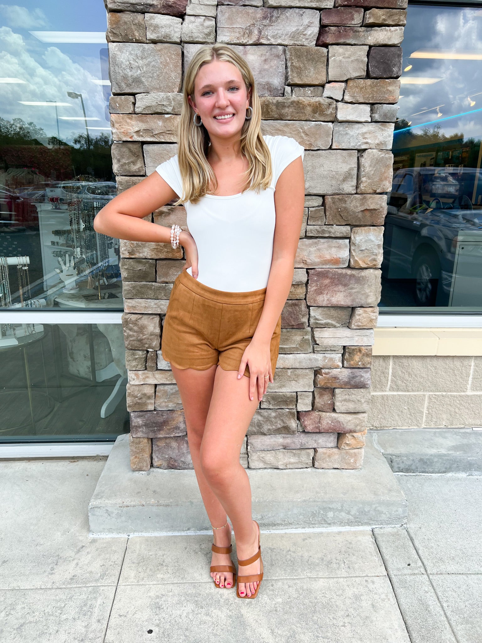 Love and Luxury Suede Scallop Shorts | Styled View