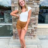 Love and Luxury Suede Scallop Shorts | Styled View