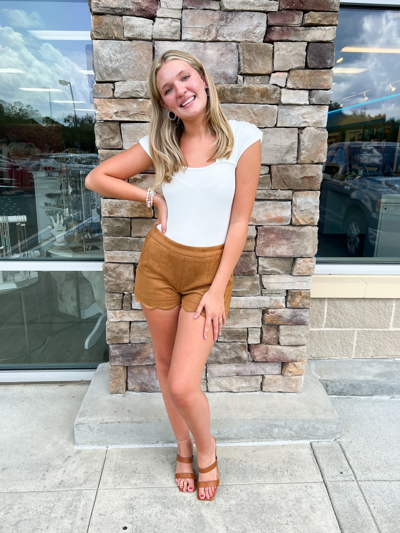 Love and Luxury Suede Scallop Shorts | Styled View