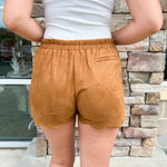 Love and Luxury Suede Scallop Shorts | Back View