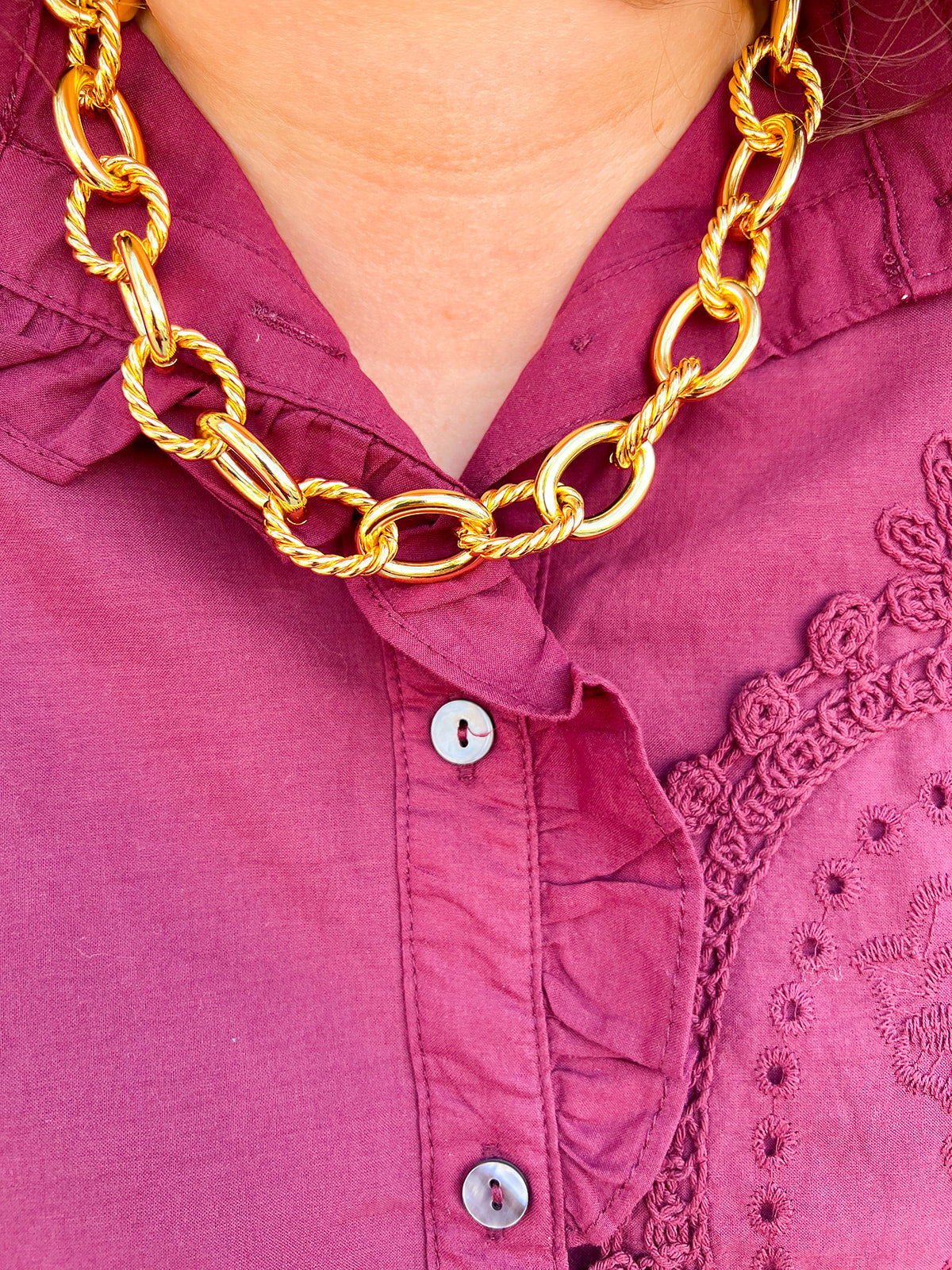[Brenda Grands] Gold Link Statement Aspen Necklace - The Pink Pineapple 850