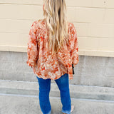 Rosewood Reverie Balloon Sleeve Top