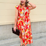 Harvest Bloom Collared Midi Dress