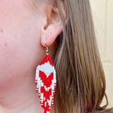 {FINAL SALE} Heart Seed Bead Fringe Earrings