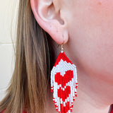 {FINAL SALE} Heart Seed Bead Fringe Earrings
