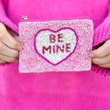 {FINAL SALE} Be Mine Fuchsia Seed Beaded Coin Bag