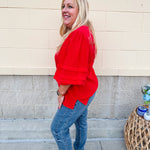 Sunny Day Stroll Gauze U-Neck Top in Red