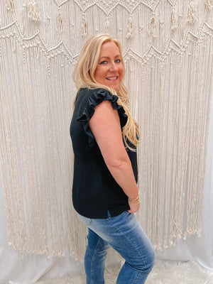 Unwind & Relax Leopard Ruffle Top | Side View