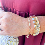 Crystal Stone Stretch Bracelet-Gold