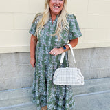 Garden Whisper Floral Midi Dress in Sage