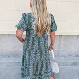 Garden Whisper Floral Midi Dress in Sage