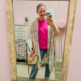 Casual Outing Slub Rolled Sleeve Top in Pink