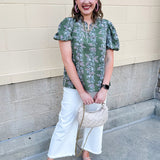 Garden Whisper Floral Top in Sage