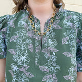 Garden Whisper Floral Top in Sage