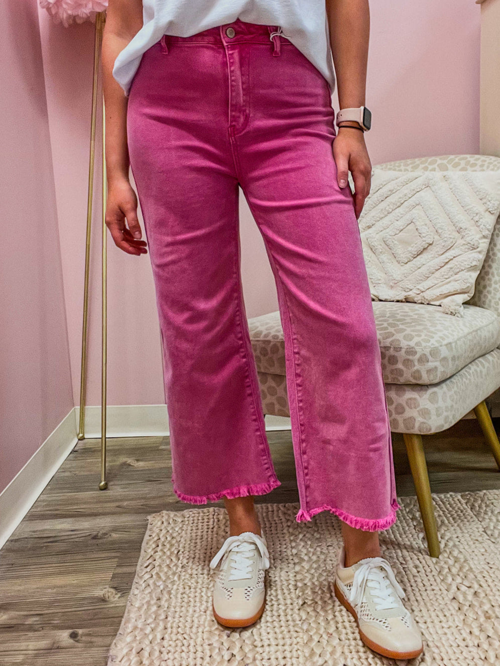 Easy Going Acid Wash Pants in Pink
