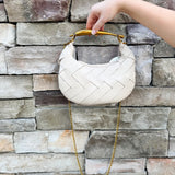 Sunlit Grace Woven Clutch in Light Tan