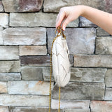 Sunlit Grace Woven Clutch in Light Tan